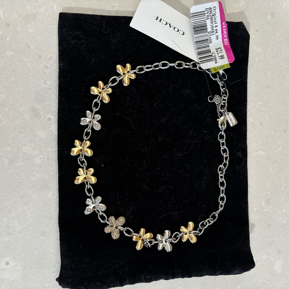 Coach Gold and Silver Flower Necklace